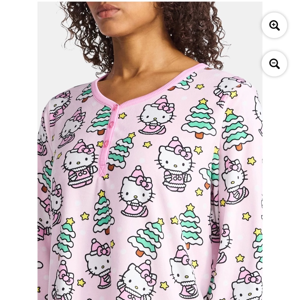 Hello Kitty Women’s Christmas Cherry Blossom Sleep Shirt Pajama Size 2X NWT - Picture 4 of 6